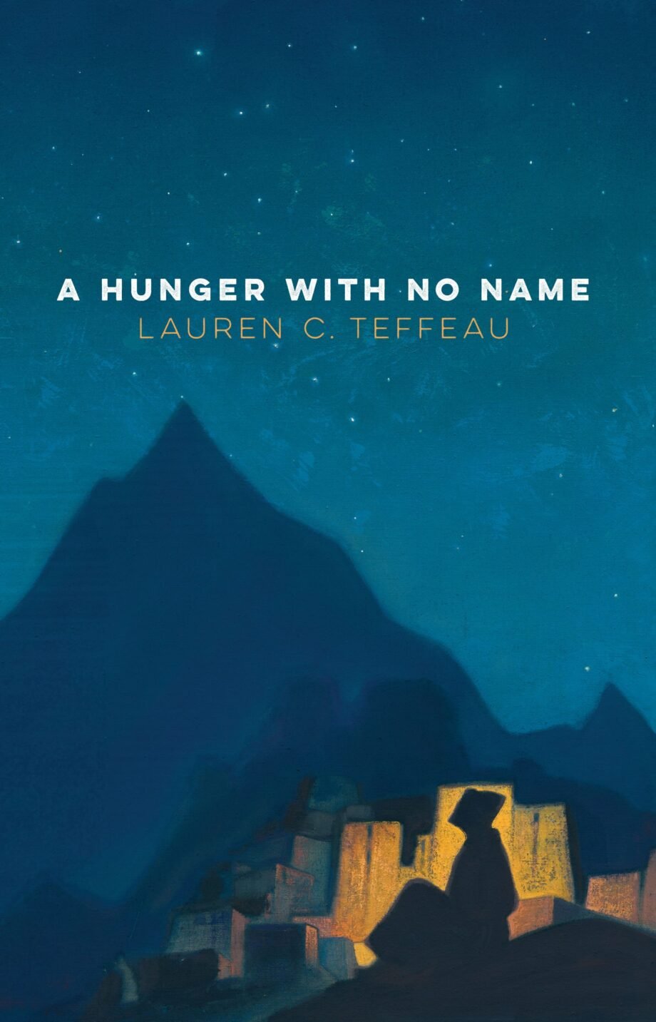 SFINCS3 Finalist Review – A Hunger With No Name by Lauren C. Teffeau Book cover shows desert dwelller looking at the stars