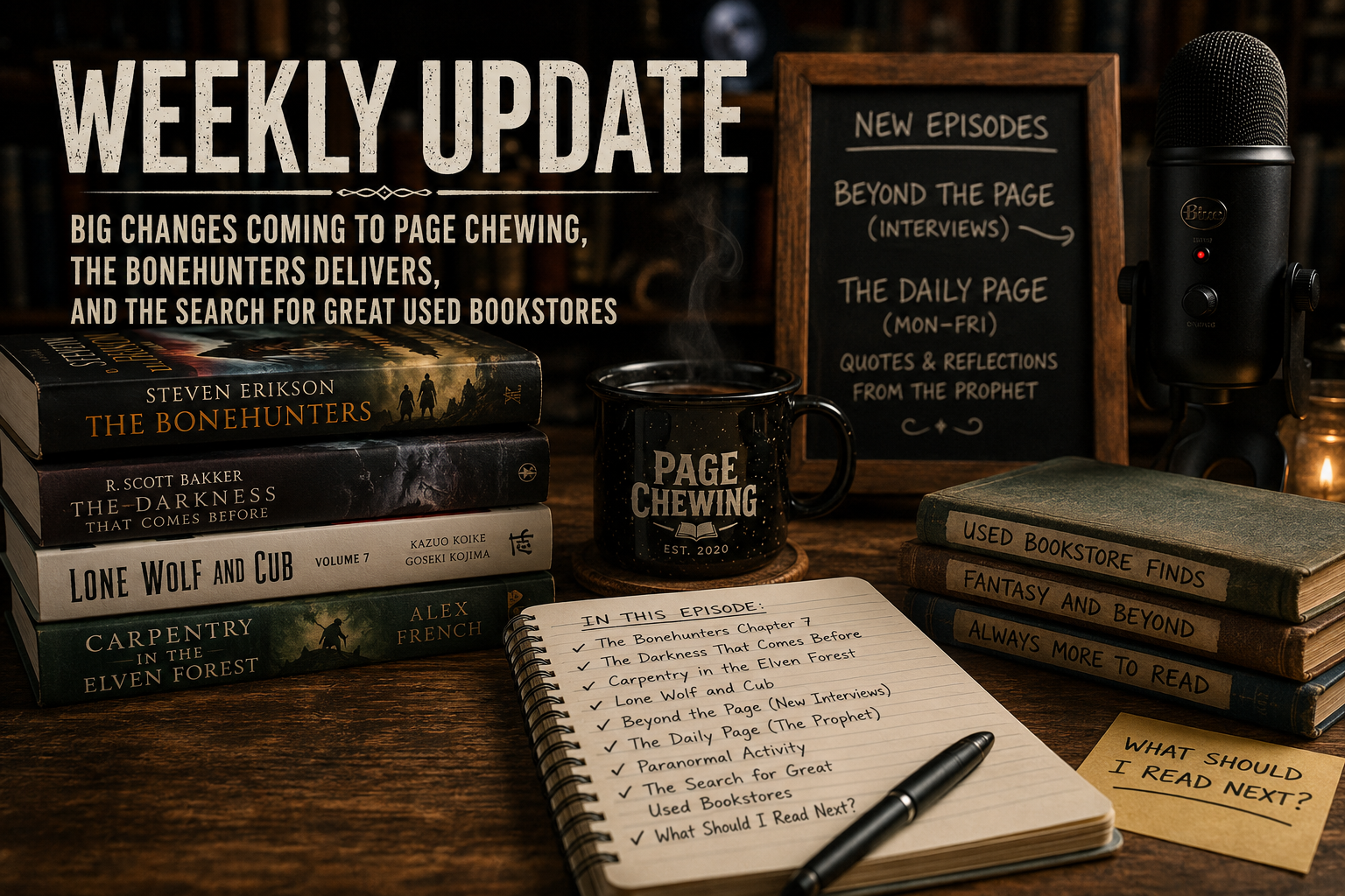 Weekly Update: Big Changes Coming to Page Chewing, The Bonehunters Delivers, and the Search for Great Used Bookstores